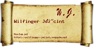 Wilfinger Jácint névjegykártya